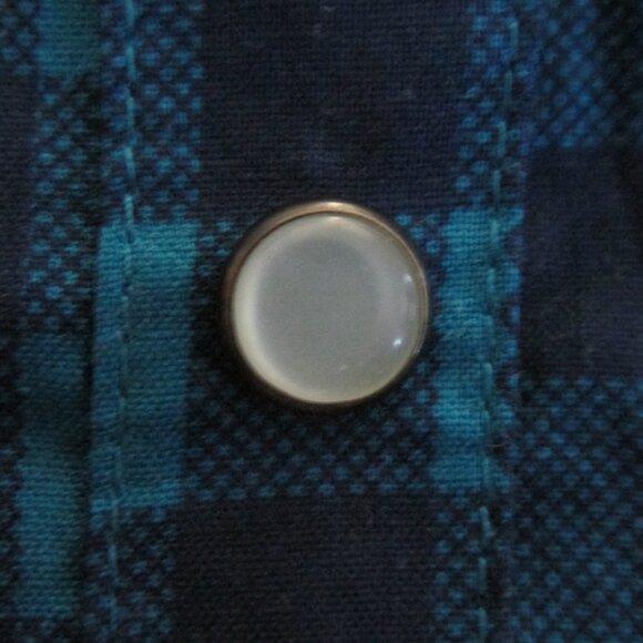 l.e.i. WOMEN'S JUNIOR'S SIZE S TOP NAVY BLUE & TEAL PLAID TUNIC MARIBETH SS NWT - Picture 4 of 12